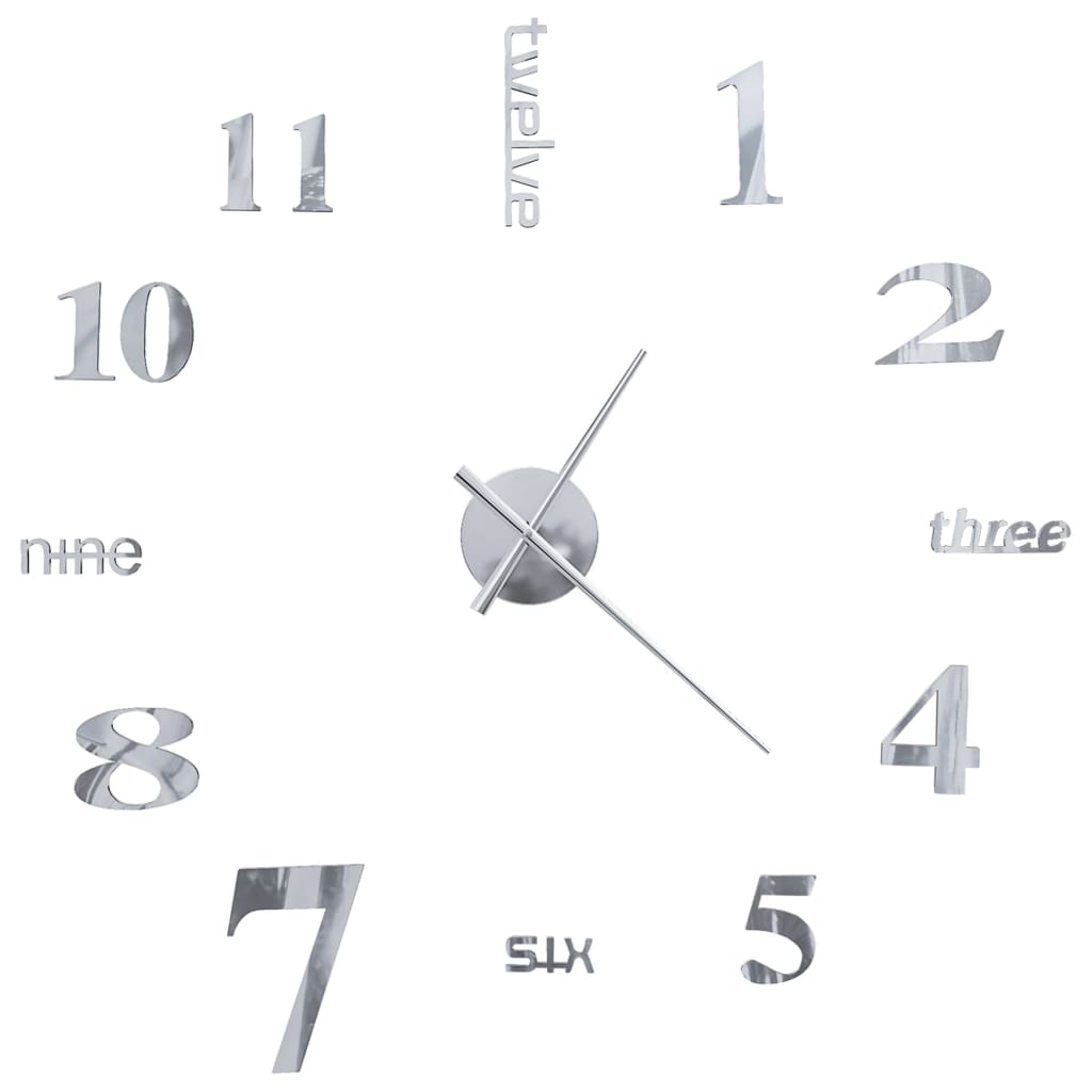 8718475589877_g_en_hd_1 vidaXL 3D Wall Clock Modern Design 100 cm XXL Silver - Image 3