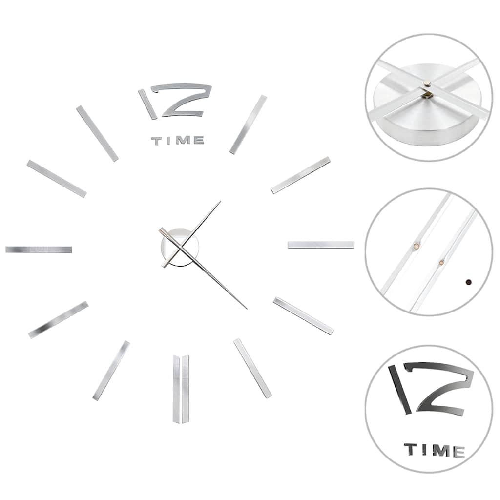 8718475589884_a_en_hd_1 vidaXL 3D Wall Clock Modern Design 100 cm XXL Silver - Image 2