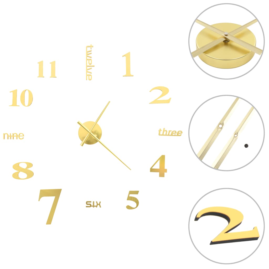 8718475589891_a_en_hd_1 vidaXL 3D Wall Clock Modern Design 100 cm XXL Gold - Image 2