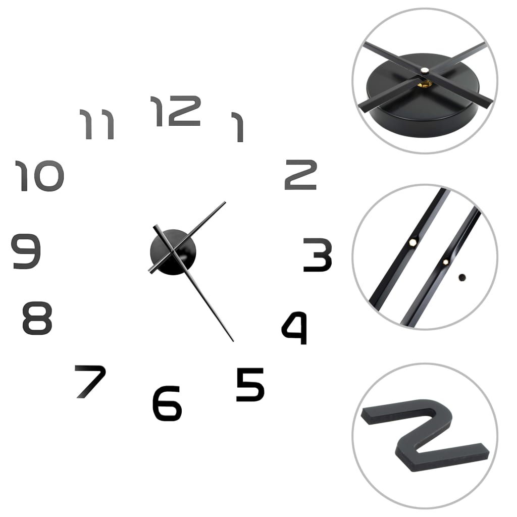 8718475589907_a_en_hd_1 vidaXL 3D Wall Clock Modern Design 100 cm XXL Black - Image 2