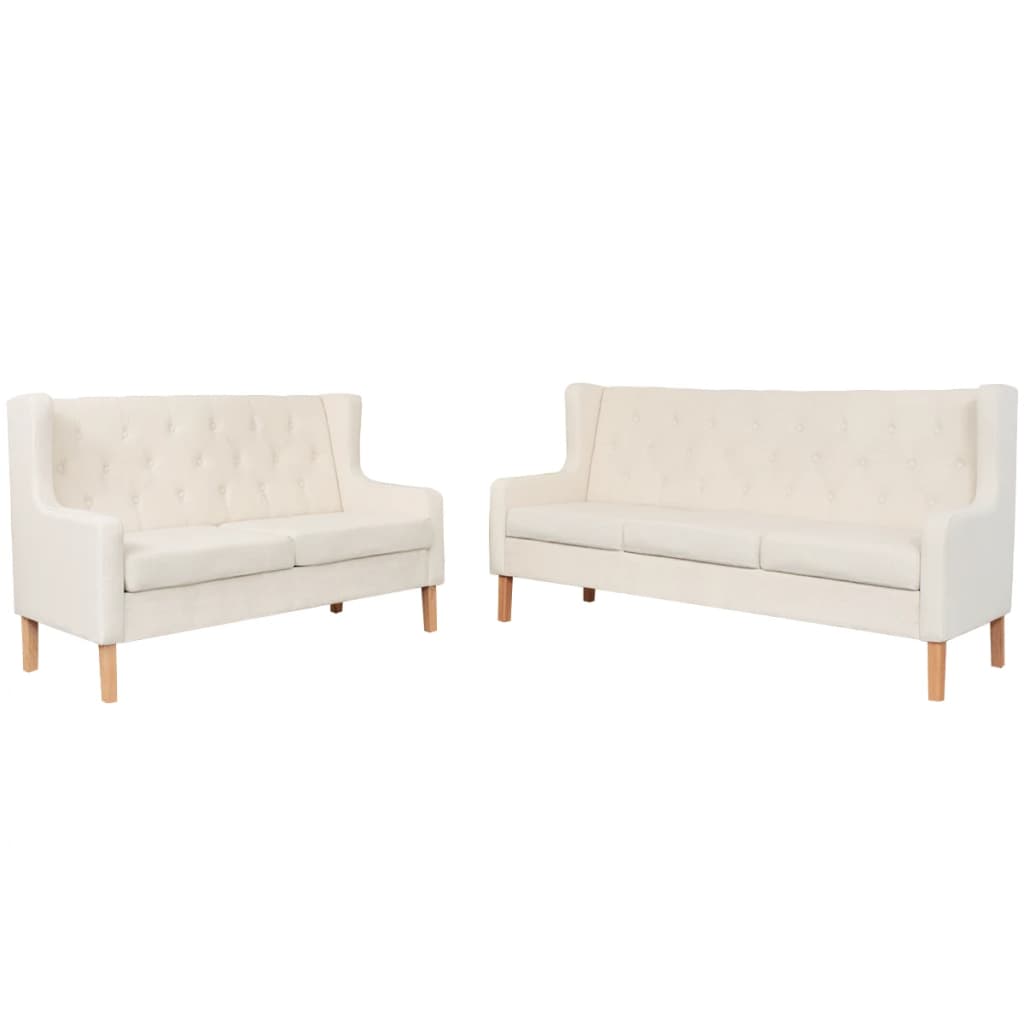 8718475590033_a_en_hd_1 vidaXL Sofa Set 2 Pieces Fabric Cream White - Image 1