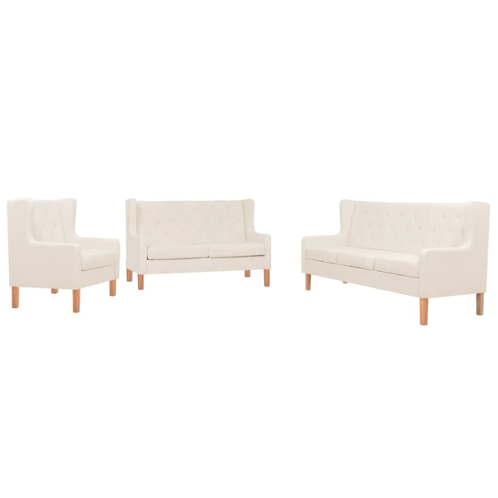 8718475590040_a_en_hd_1 vidaXL Sofa Set 3 Pieces Fabric Cream White - Image 1