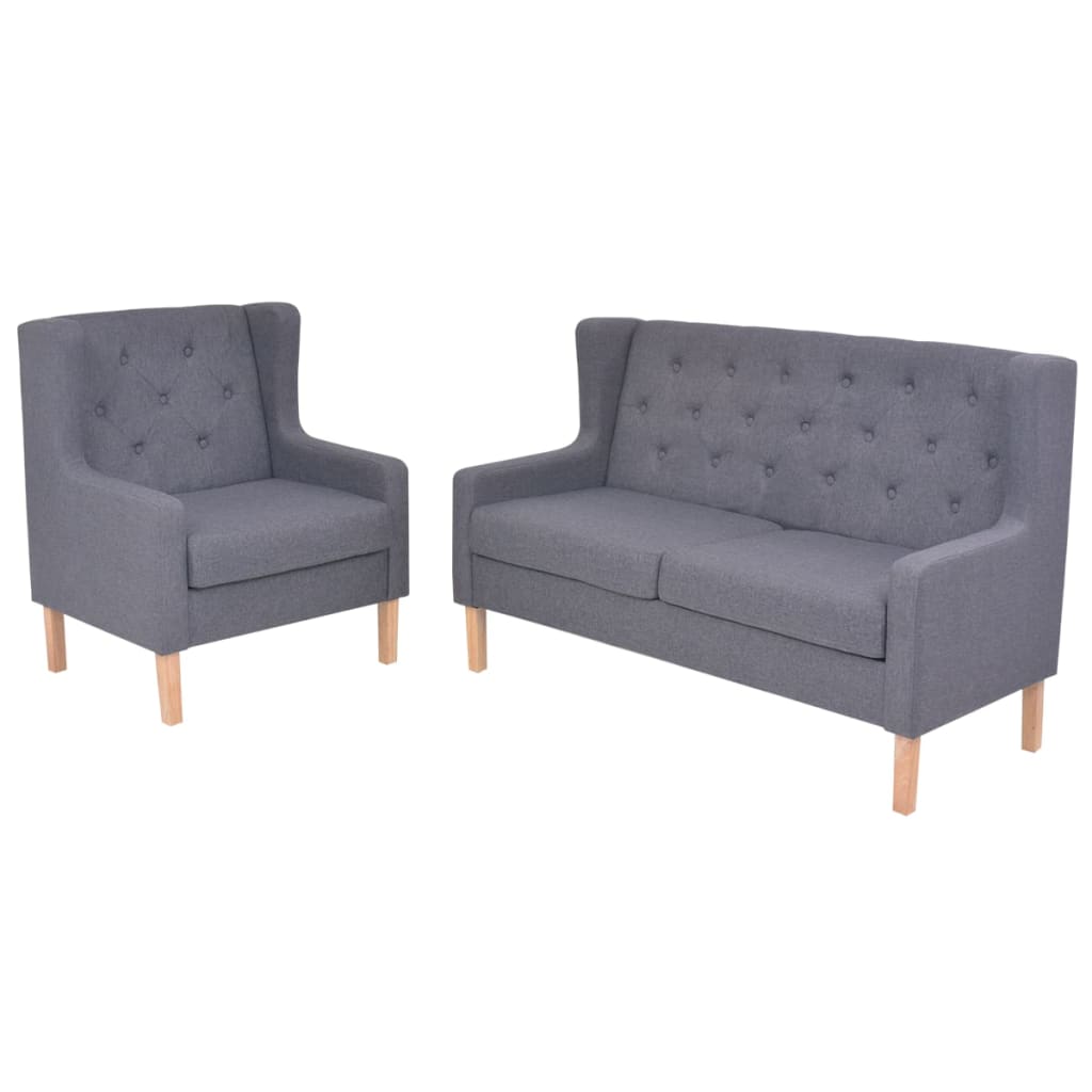 8718475590057_a_en_hd_1 vidaXL Sofa Set 2 Pieces Fabric Grey - Image 1