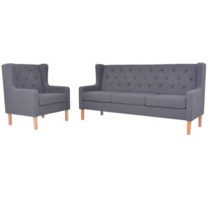 vidaXL Sofa Set 2 Pieces Fabric Grey