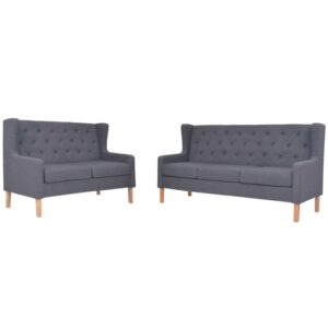 vidaXL Sofa Set 2 Pieces Fabric Grey