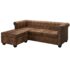 vidaXL L-shaped Chesterfield Sofa Artificial Suede Leather Brown