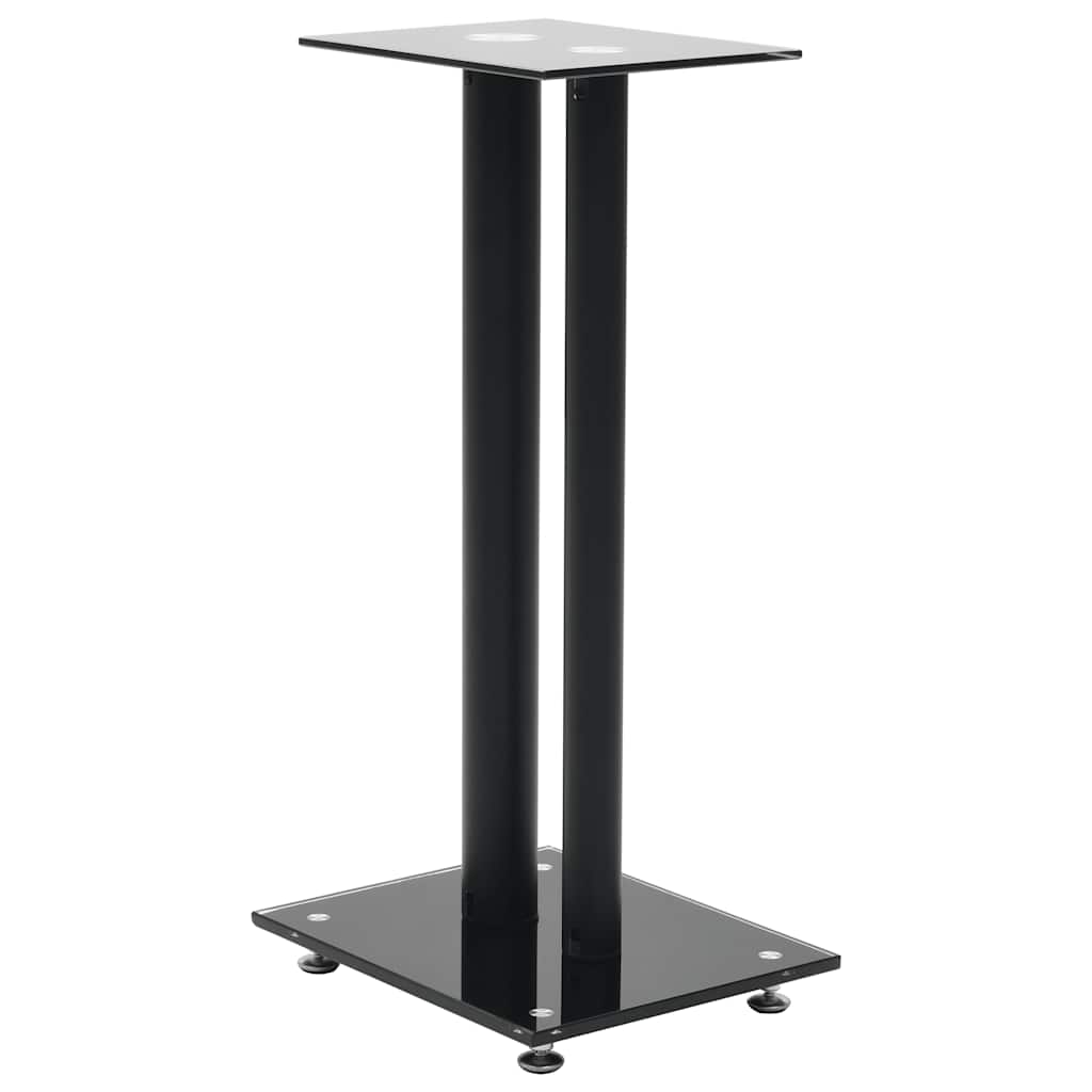 8718475592877_g_en_hd_1 vidaXL Speaker Stands 2 pcs Tempered Glass 2 Pillars Design Black - Image 2