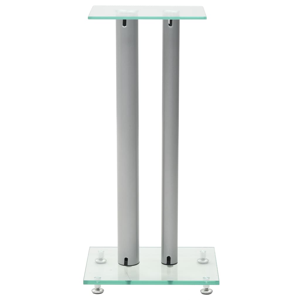 8718475592884_g_en_hd_2 vidaXL Speaker Stands 2 pcs Tempered Glass 2 Pillars Design Silver - Image 3