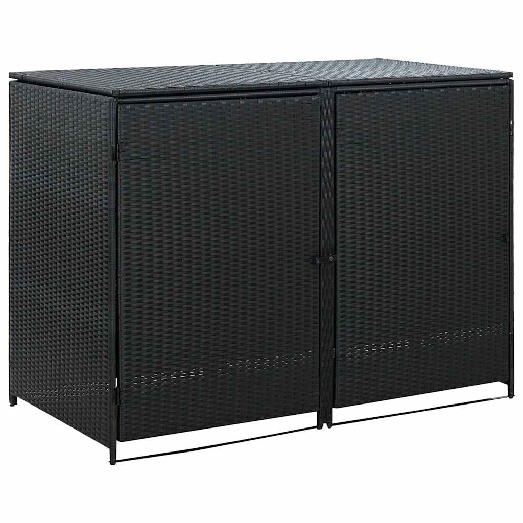 8718475592891_a_en_hd_1 vidaXL Double Wheelie Bin Shed Poly Rattan Black 148x80x111 cm - Image 2