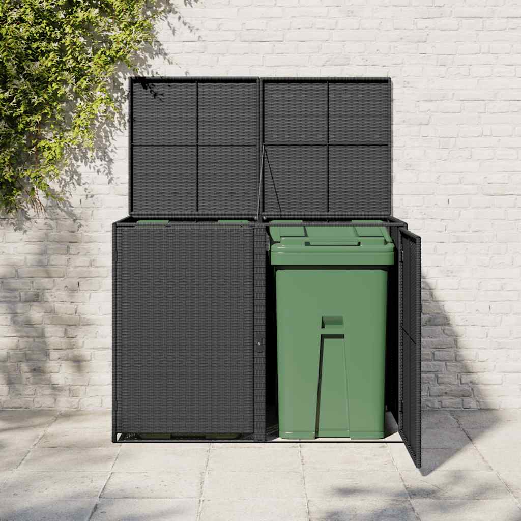 8718475592891_g_en_hd_1 vidaXL Double Wheelie Bin Shed Poly Rattan Black 148x80x111 cm - Image 3
