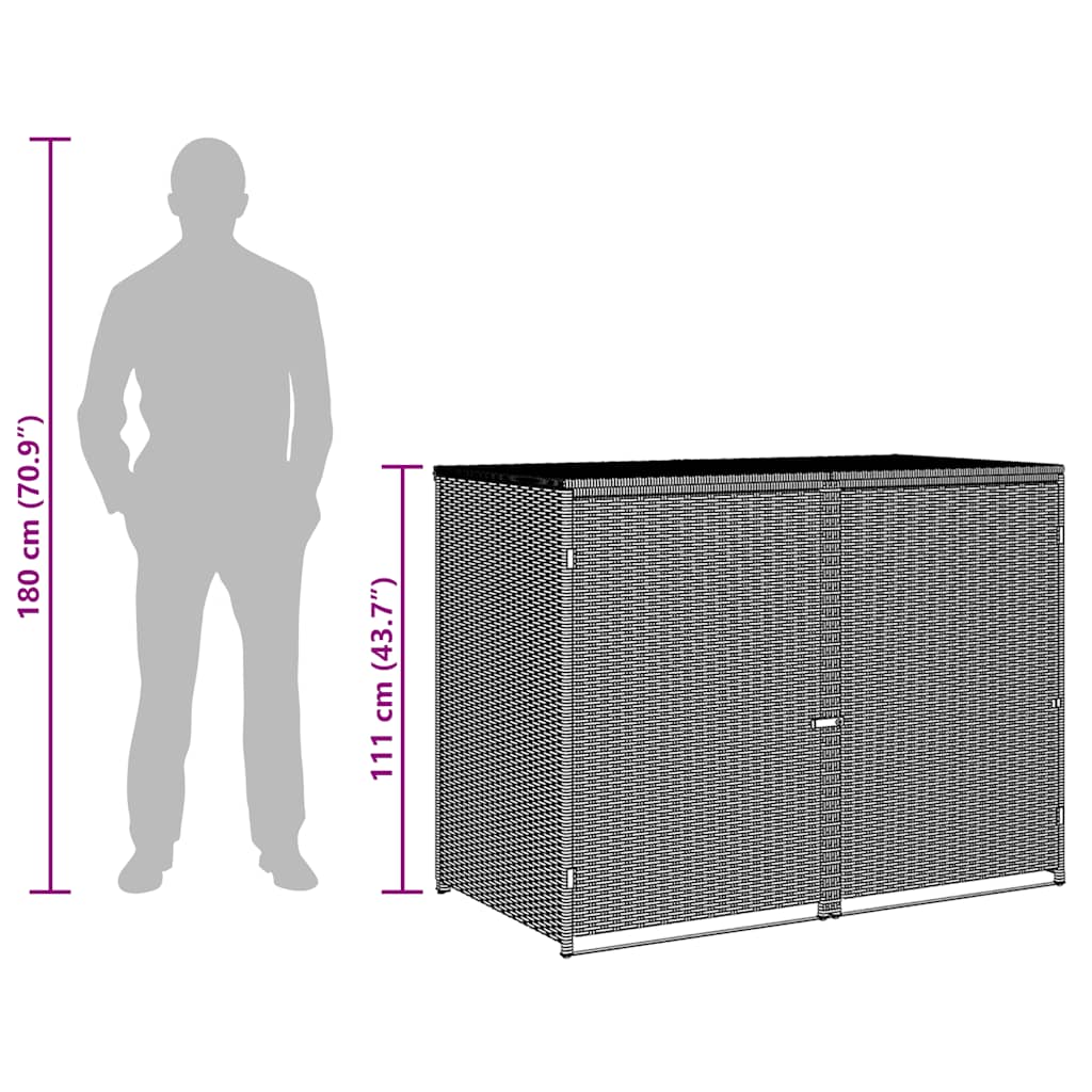 8718475592891_g_en_hd_10 vidaXL Double Wheelie Bin Shed Poly Rattan Black 148x80x111 cm - Image 12