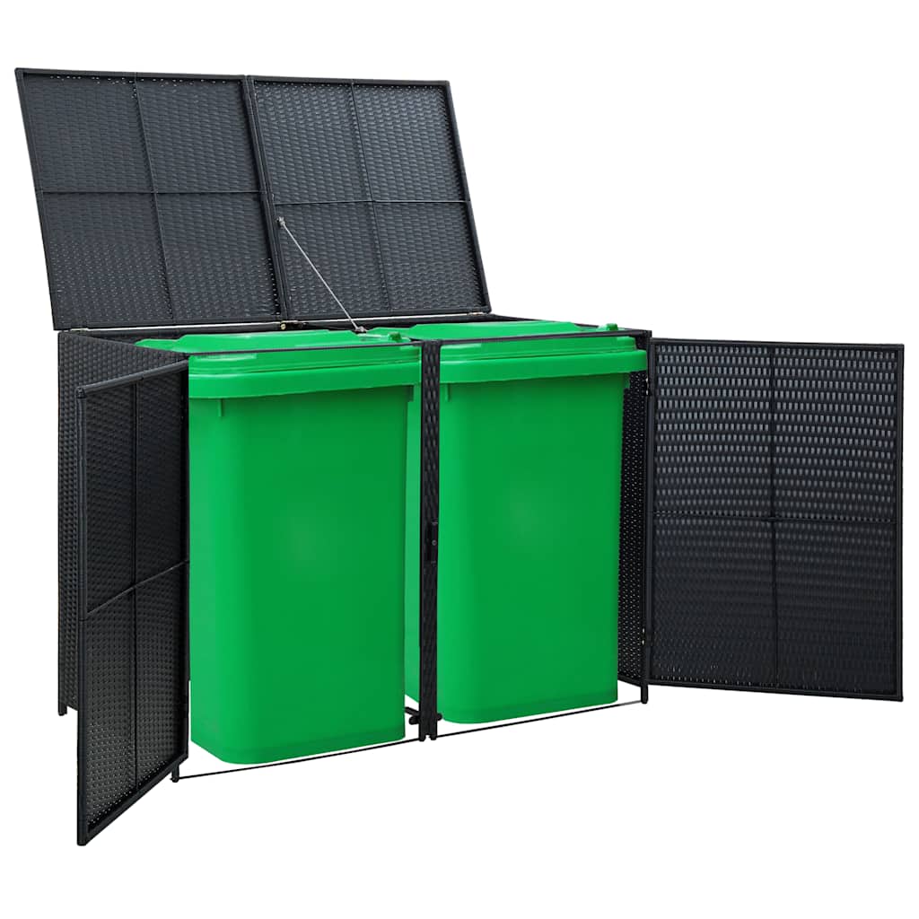 8718475592891_g_en_hd_2 vidaXL Double Wheelie Bin Shed Poly Rattan Black 148x80x111 cm - Image 4