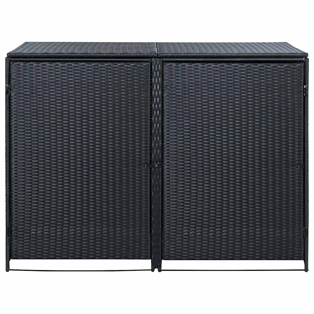 8718475592891_g_en_hd_3 vidaXL Double Wheelie Bin Shed Poly Rattan Black 148x80x111 cm - Image 5