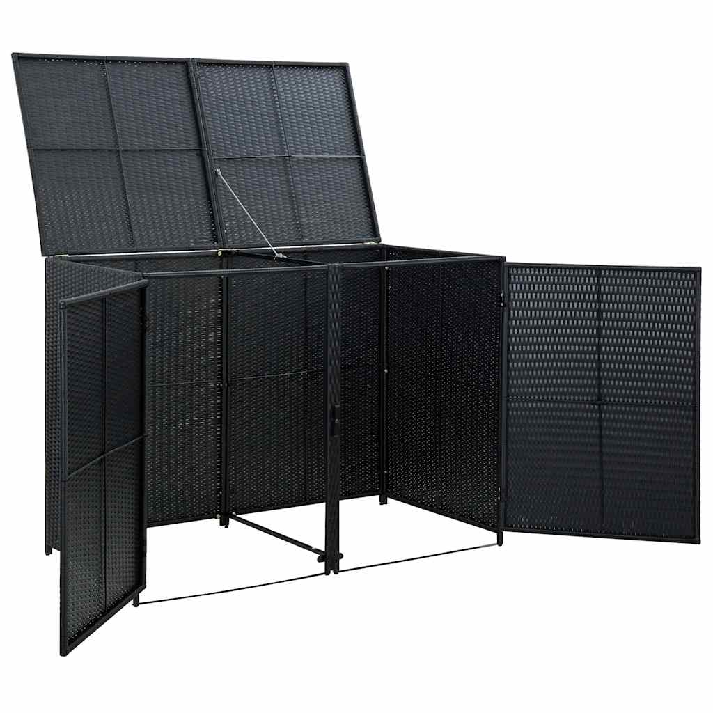 8718475592891_g_en_hd_4 vidaXL Double Wheelie Bin Shed Poly Rattan Black 148x80x111 cm - Image 6
