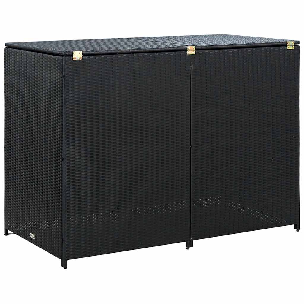 8718475592891_g_en_hd_6 vidaXL Double Wheelie Bin Shed Poly Rattan Black 148x80x111 cm - Image 8