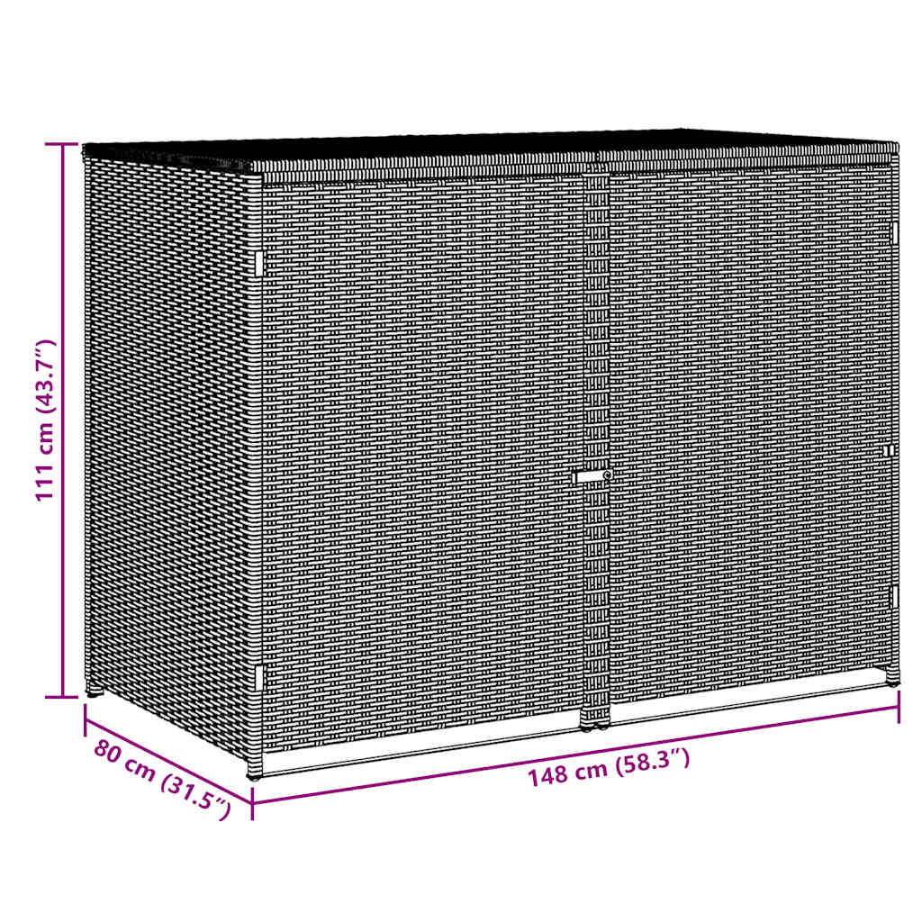 8718475592891_g_en_hd_9 vidaXL Double Wheelie Bin Shed Poly Rattan Black 148x80x111 cm - Image 11