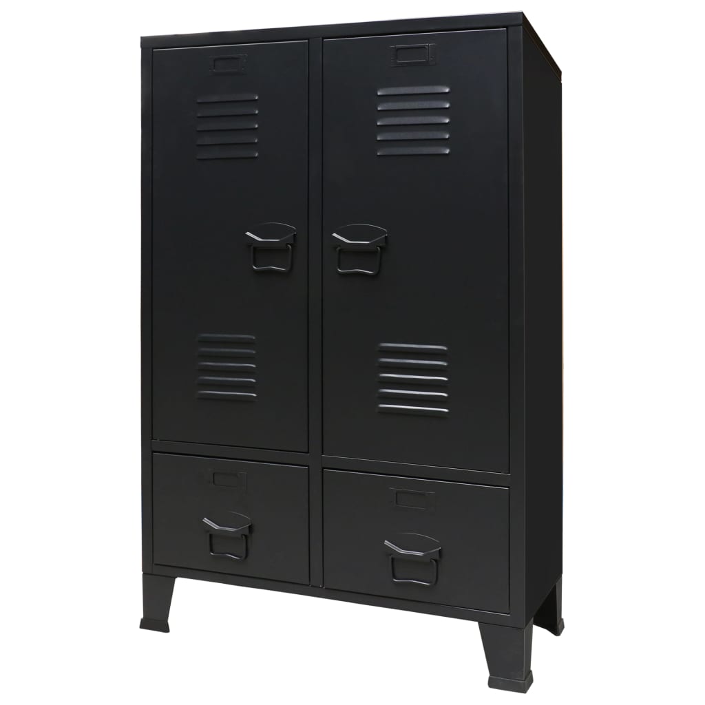 8718475593911_a_en_hd_1 vidaXL Wardrobe Metal Industrial Style 67x35x107 cm Black - Image 1