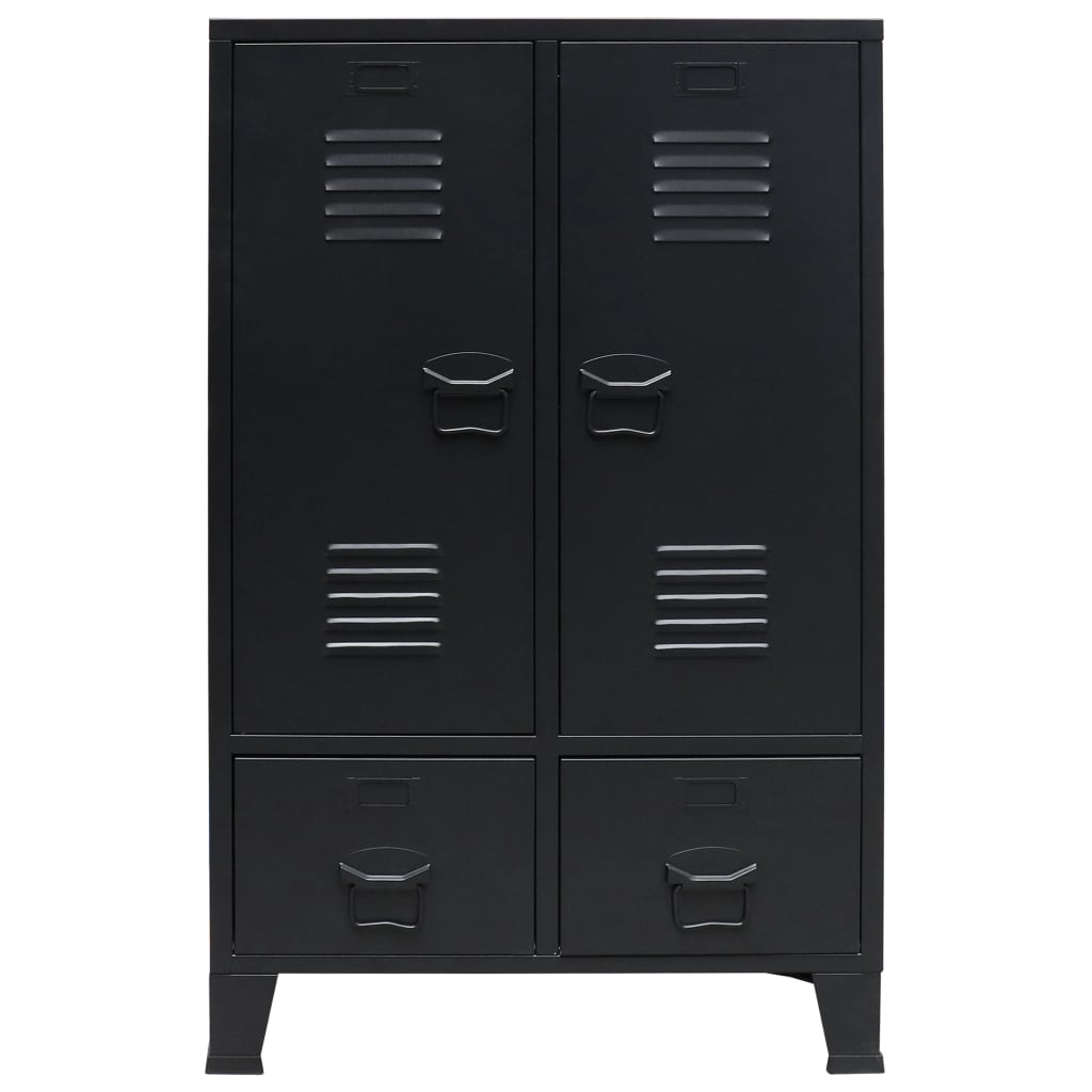 8718475593911_g_en_hd_1 vidaXL Wardrobe Metal Industrial Style 67x35x107 cm Black - Image 2