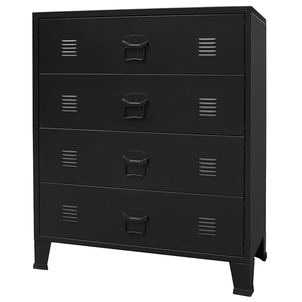 8718475593942_a_en_hd_1 vidaXL Chest of Drawers Metal Industrial Style 78x40x93 cm Black - Image 2