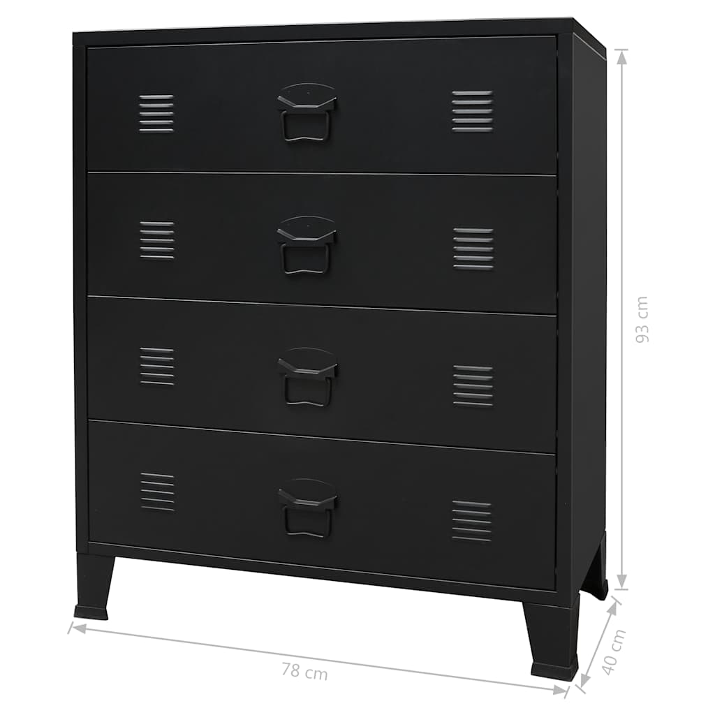 8718475593942_g_en_hd_9 vidaXL Chest of Drawers Metal Industrial Style 78x40x93 cm Black - Image 12