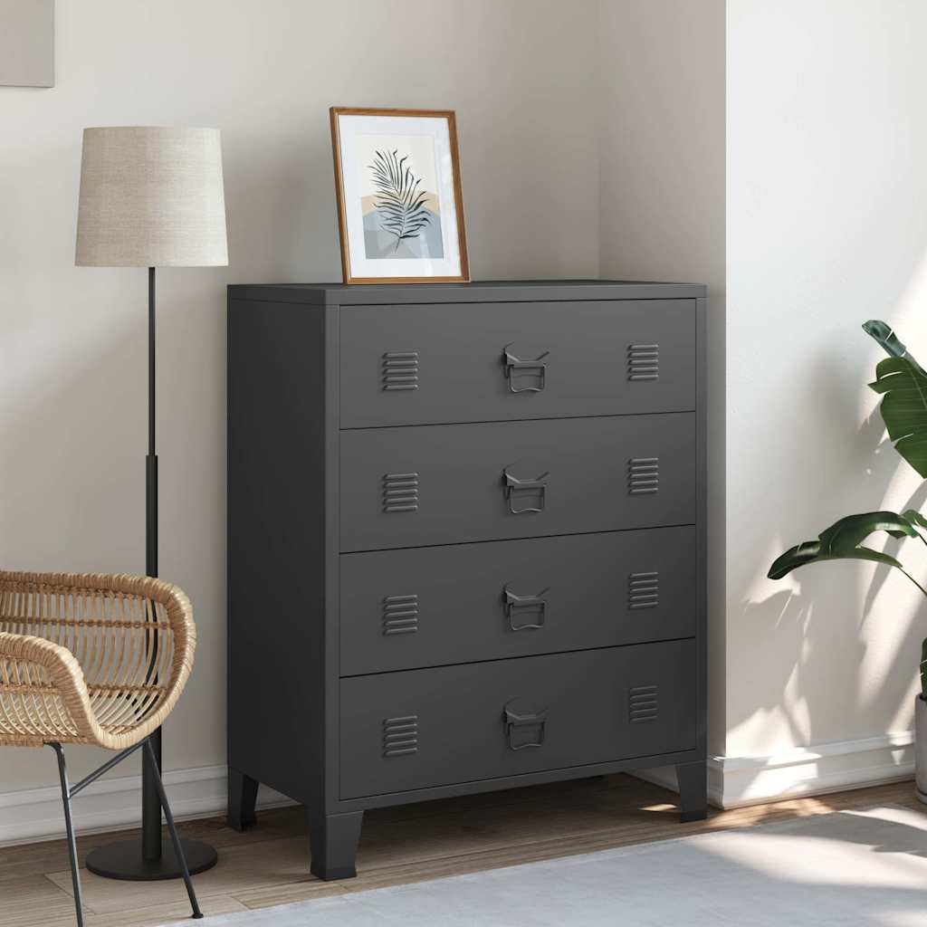 8718475593942_m_en_hd_1 vidaXL Chest of Drawers Metal Industrial Style 78x40x93 cm Black - Image 1