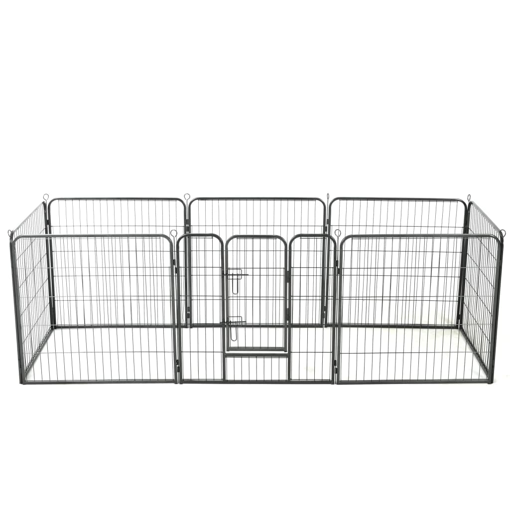 8718475596455_a_en_hd_1 vidaXL Dog Playpen 8 Panels Steel 80x80 cm Black - Image 1