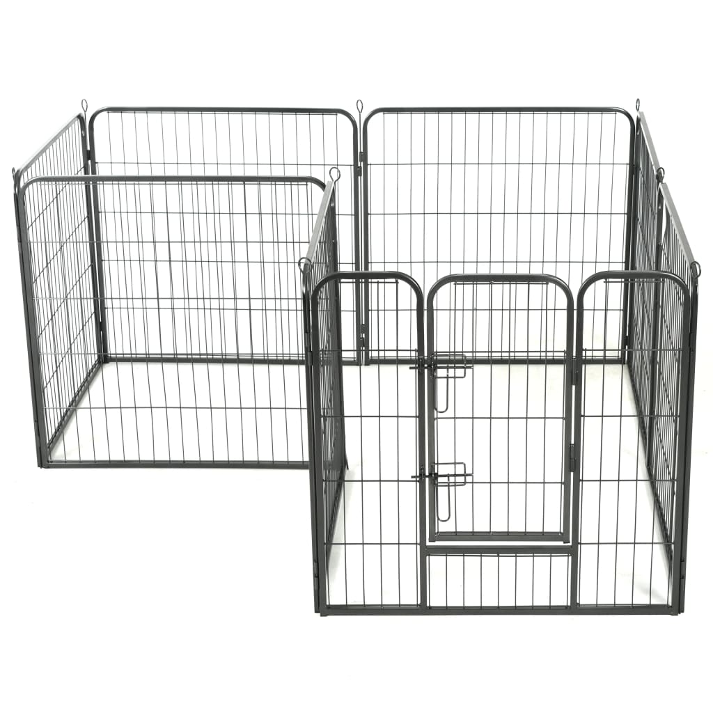 8718475596455_g_en_hd_2 vidaXL Dog Playpen 8 Panels Steel 80x80 cm Black - Image 3