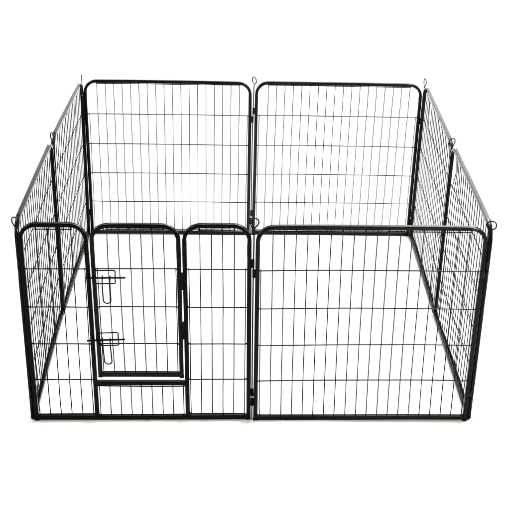 8718475596455_g_en_hd_4 vidaXL Dog Playpen 8 Panels Steel 80x80 cm Black - Image 5