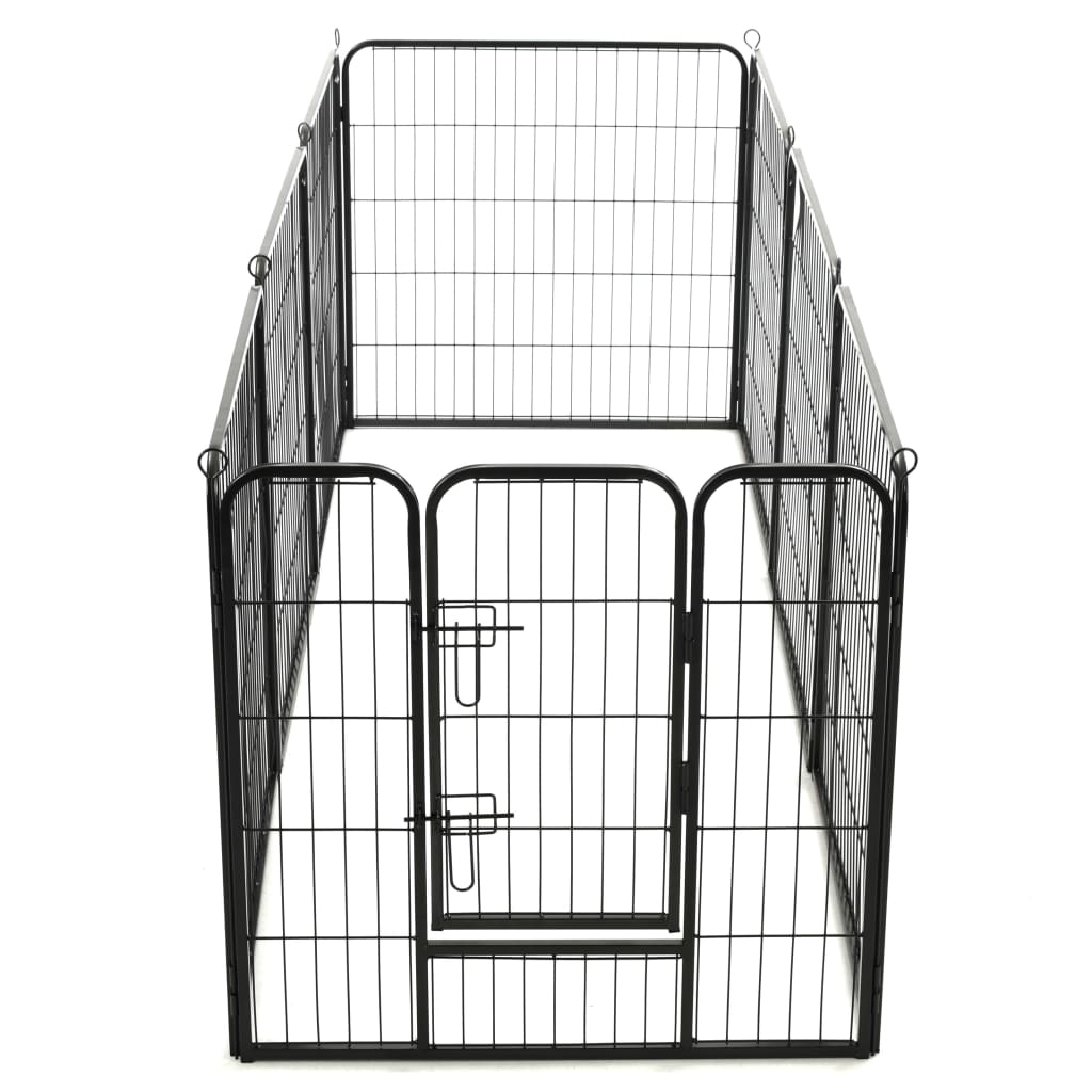 8718475596455_g_en_hd_5 vidaXL Dog Playpen 8 Panels Steel 80x80 cm Black - Image 6