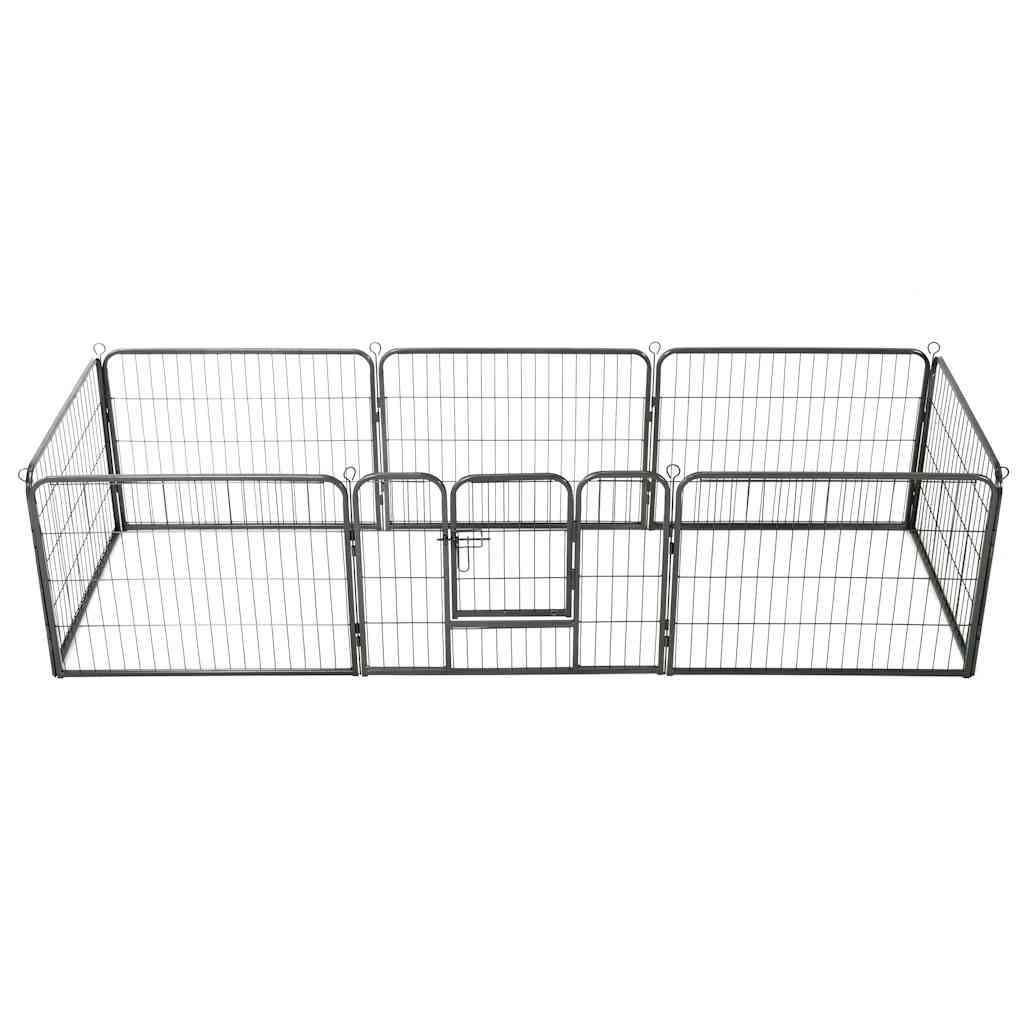 8718475596462_a_en_hd_1 vidaXL Dog Playpen 8 Panels Steel 80x60 cm Black - Image 1