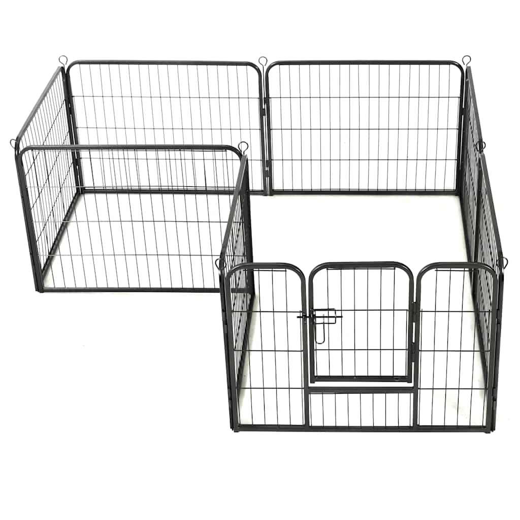 8718475596462_g_en_hd_2 vidaXL Dog Playpen 8 Panels Steel 80x60 cm Black - Image 3