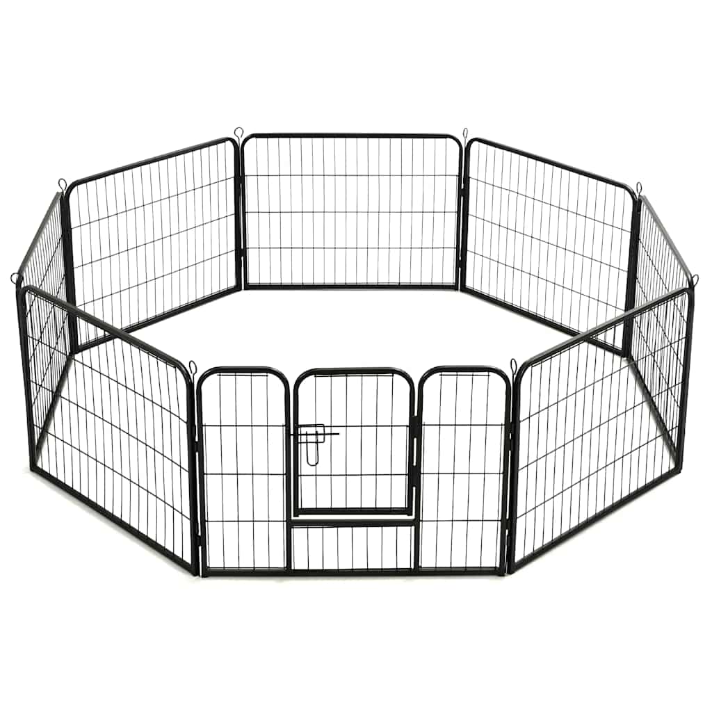 8718475596462_g_en_hd_3 vidaXL Dog Playpen 8 Panels Steel 80x60 cm Black - Image 4