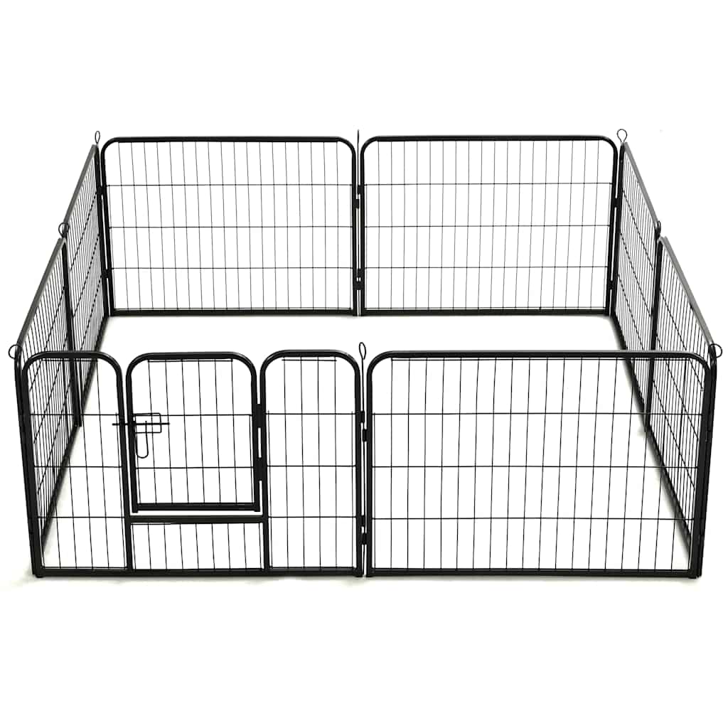 8718475596462_g_en_hd_4 vidaXL Dog Playpen 8 Panels Steel 80x60 cm Black - Image 5