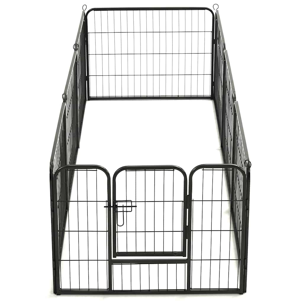 8718475596462_g_en_hd_5 vidaXL Dog Playpen 8 Panels Steel 80x60 cm Black - Image 6