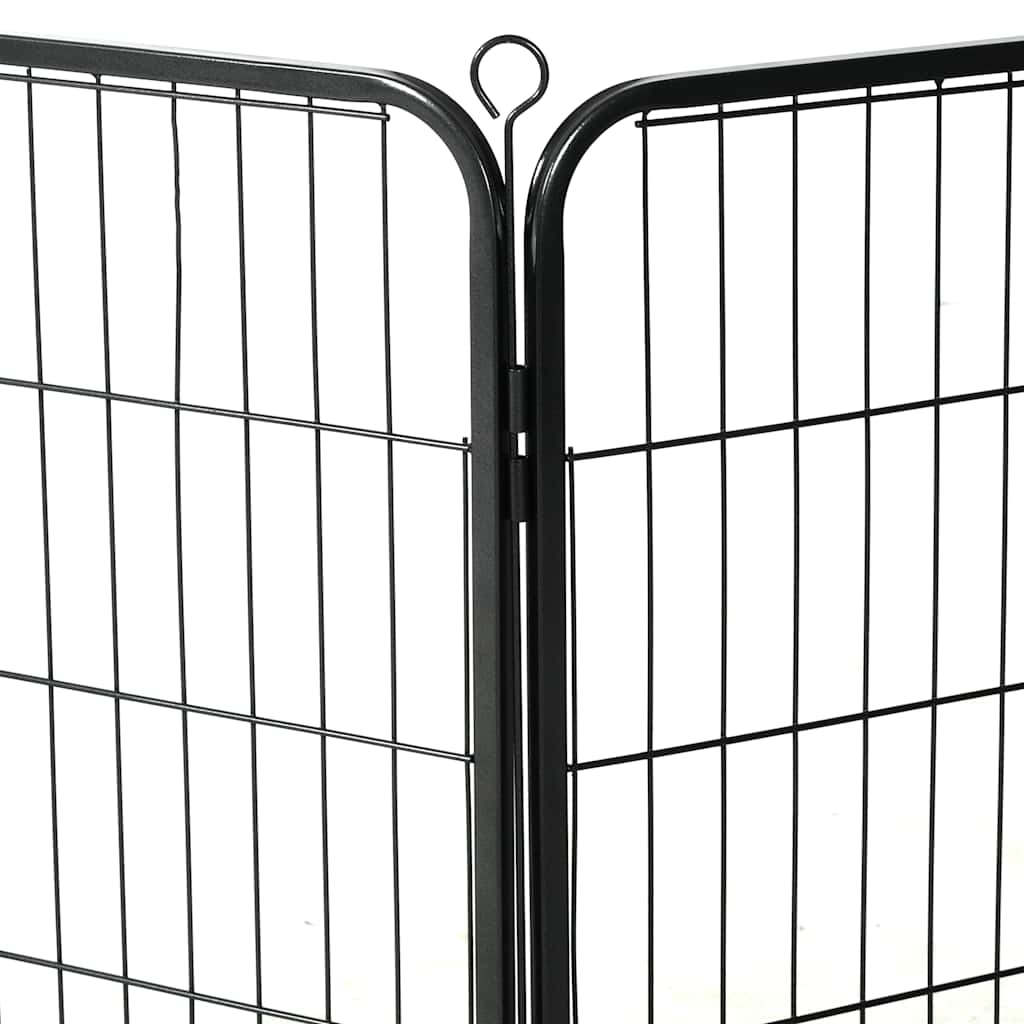 8718475596462_g_en_hd_6 vidaXL Dog Playpen 8 Panels Steel 80x60 cm Black - Image 7