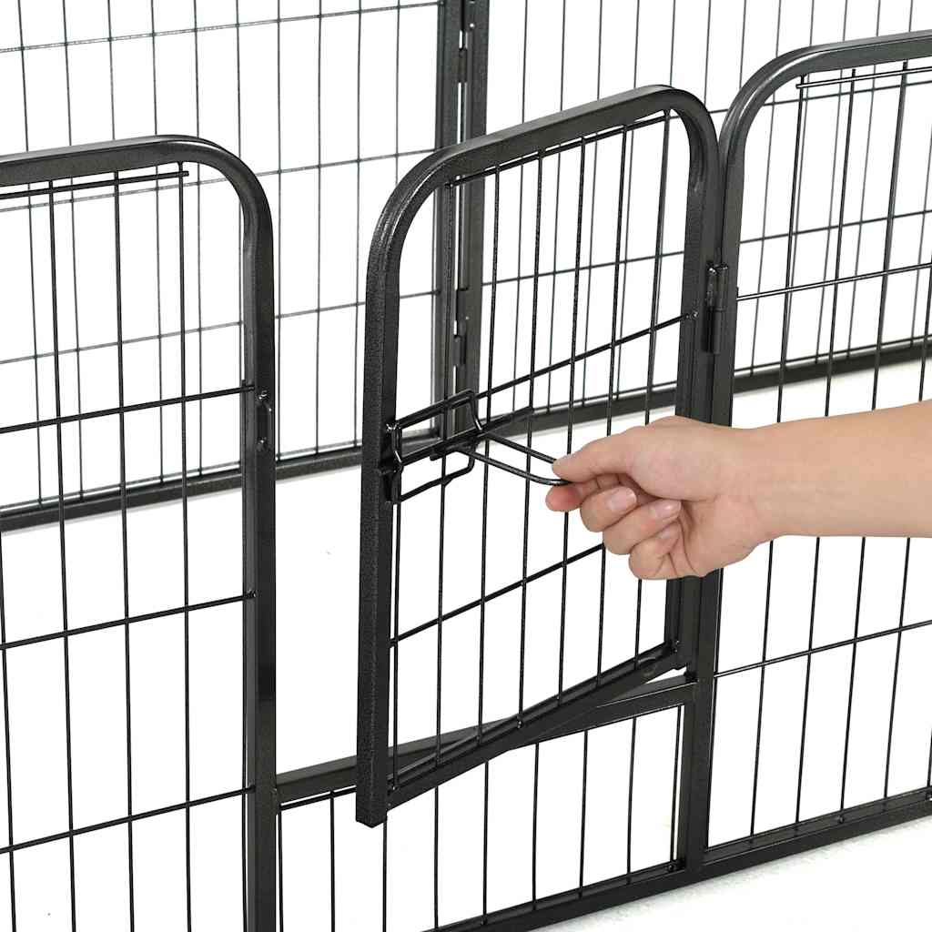 8718475596462_g_en_hd_7 vidaXL Dog Playpen 8 Panels Steel 80x60 cm Black - Image 8
