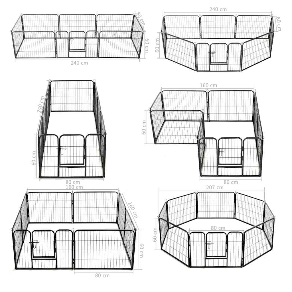 8718475596462_g_en_hd_8 vidaXL Dog Playpen 8 Panels Steel 80x60 cm Black - Image 9