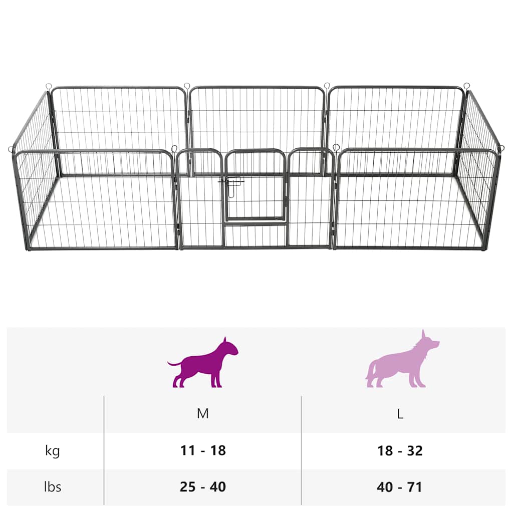 8718475596462_g_en_hd_9 vidaXL Dog Playpen 8 Panels Steel 80x60 cm Black - Image 10