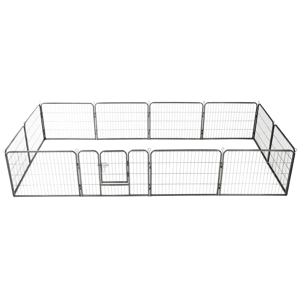 8718475596479_a_en_hd_1 vidaXL Dog Playpen 12 Panels Steel 80x60 cm Black - Image 1