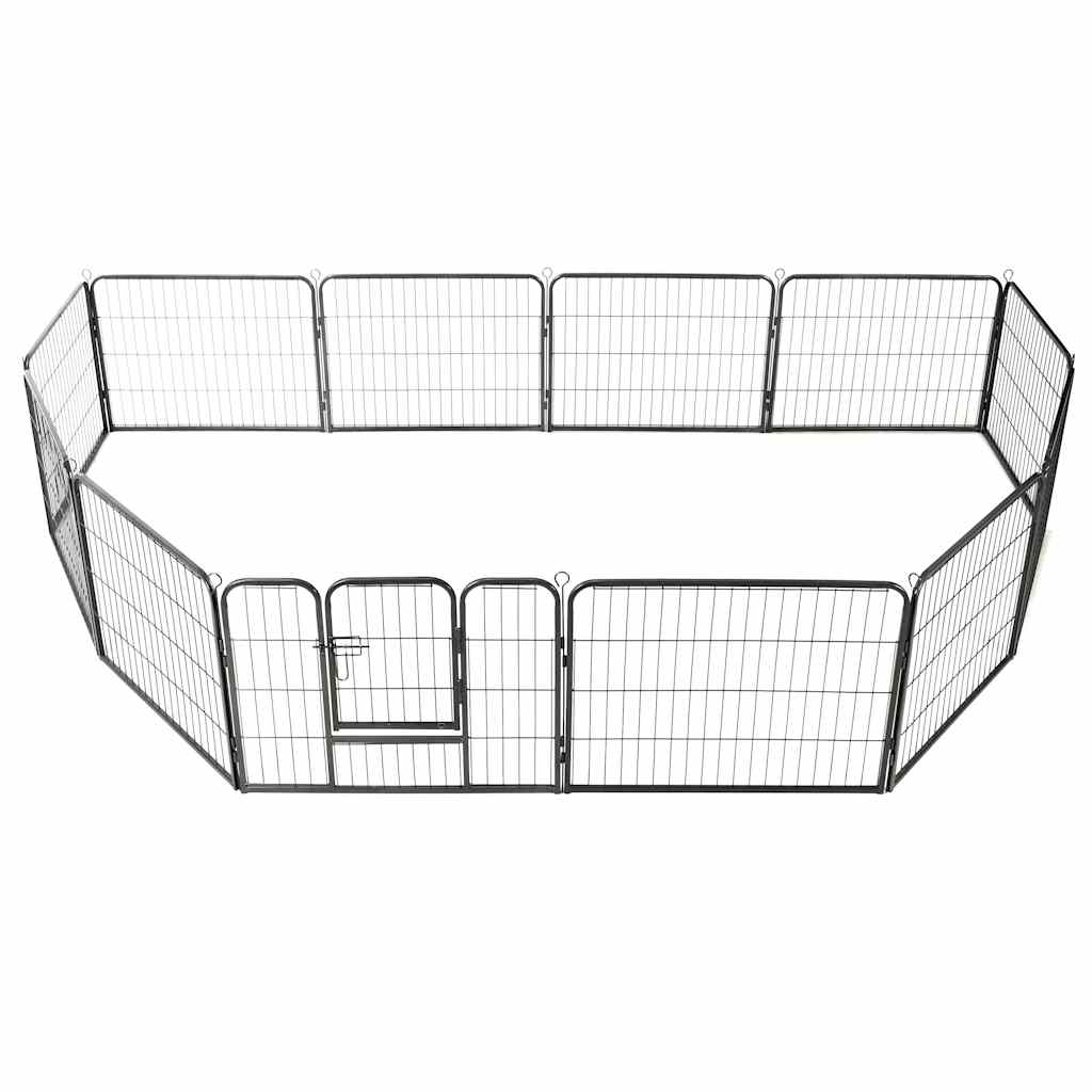 8718475596479_g_en_hd_1 vidaXL Dog Playpen 12 Panels Steel 80x60 cm Black - Image 2