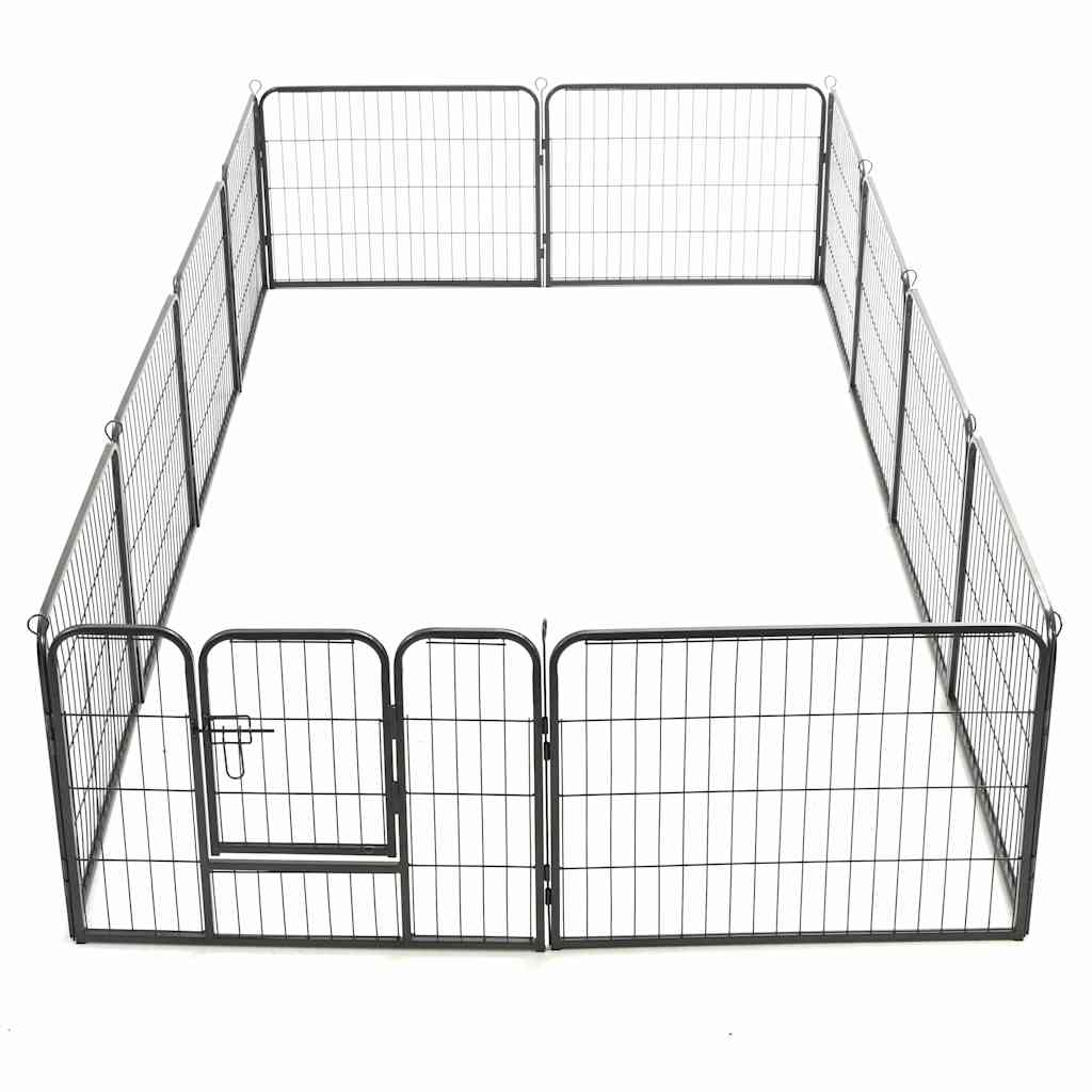 8718475596479_g_en_hd_5 vidaXL Dog Playpen 12 Panels Steel 80x60 cm Black - Image 6