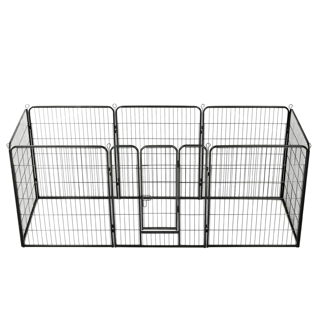 8718475596486_a_en_hd_1 vidaXL Dog Playpen 8 Panels Steel 80x100 cm Black - Image 1