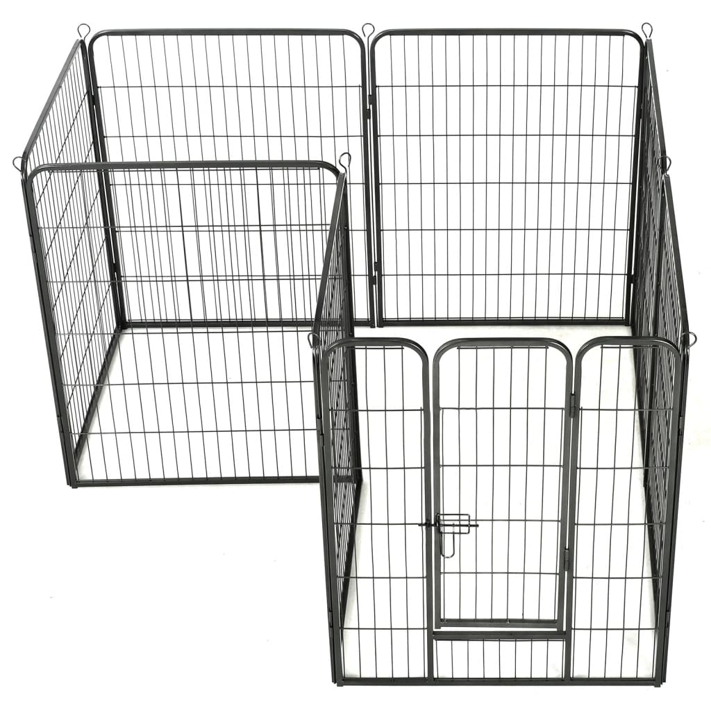 8718475596486_g_en_hd_2 vidaXL Dog Playpen 8 Panels Steel 80x100 cm Black - Image 3