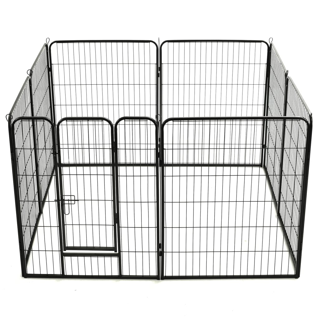 8718475596486_g_en_hd_4 vidaXL Dog Playpen 8 Panels Steel 80x100 cm Black - Image 5