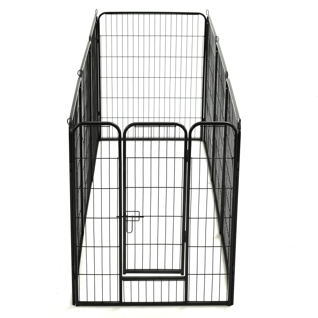 8718475596486_g_en_hd_5 vidaXL Dog Playpen 8 Panels Steel 80x100 cm Black - Image 6