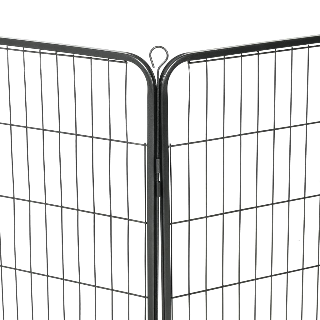 8718475596486_g_en_hd_6 vidaXL Dog Playpen 8 Panels Steel 80x100 cm Black - Image 7