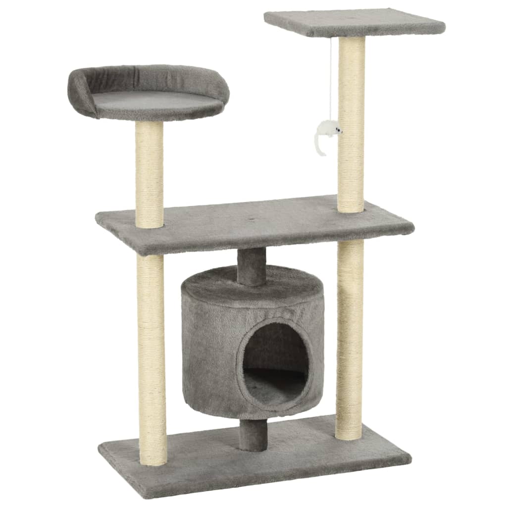 8718475598190_a_en_hd_1 vidaXL Cat Tree with Sisal Scratching Posts 95 cm Grey - Image 2