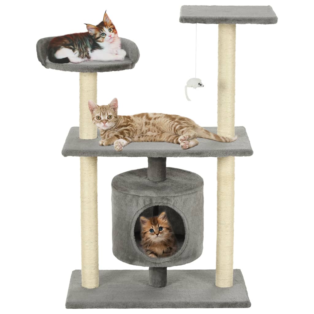 8718475598190_m_en_hd_1 vidaXL Cat Tree with Sisal Scratching Posts 95 cm Grey - Image 1