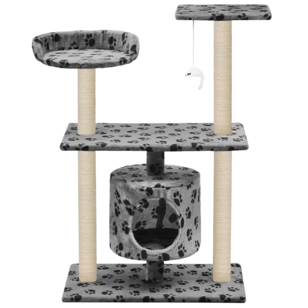 8718475598206_g_en_hd_1 vidaXL Cat Tree with Sisal Scratching Posts 95 cm Grey Paw Prints - Image 3