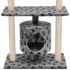 vidaXL Cat Tree with Sisal Scratching Posts 95 cm Grey Paw Prints - Image 4